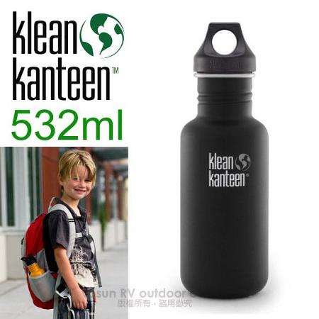 【美國klean kanteen】18oz 532ml 正食品級18/8 窄口不鏽鋼水壺/K18CPPL-SB 消光黑✿30E010
